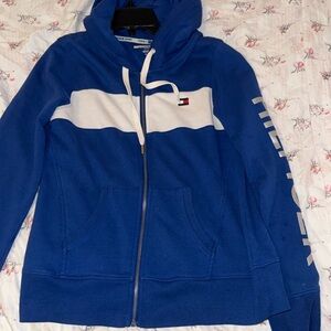 Tommy hilfiger sport, size small, blue and white, zip up